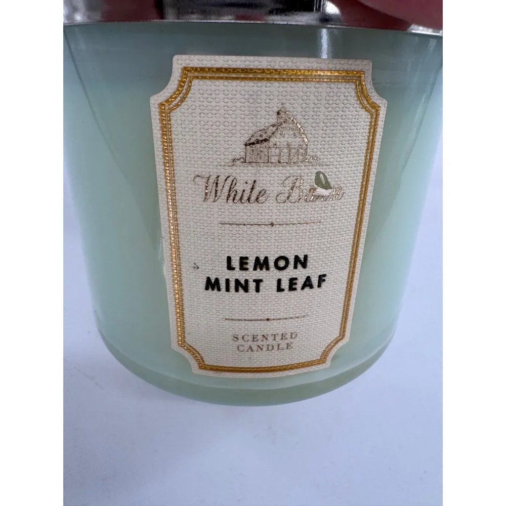 Bath & Body White Barn Lemon Mint Leaf 3-Wick Scented Candle 14.5 oz - Picture 3 of 7